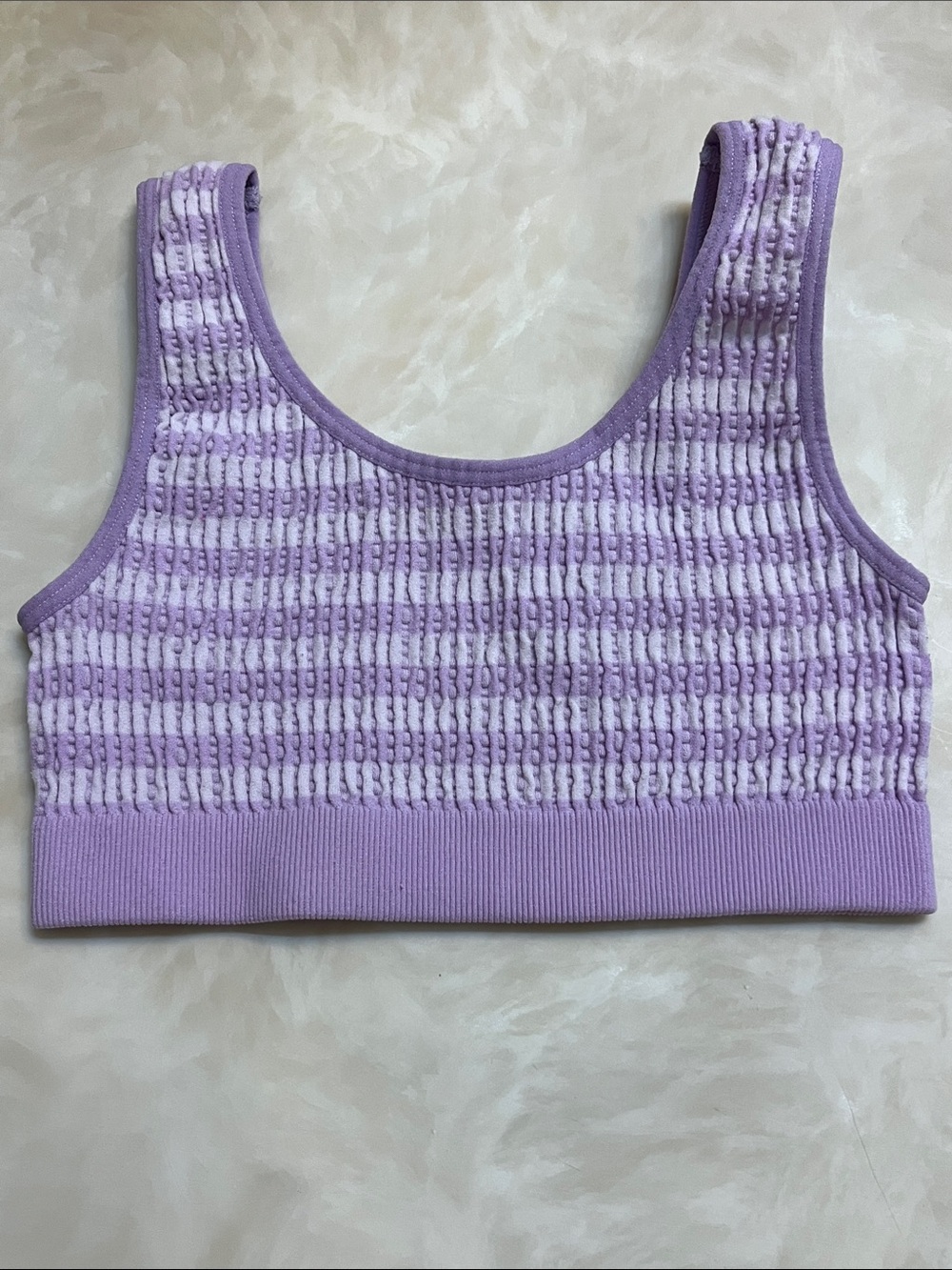 Girl Lavender Ribbed Knit Crop Tank / Bra. Size S
